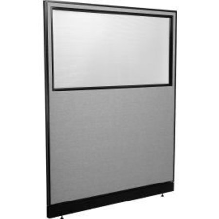 GLOBAL EQUIPMENT Interion    Office Partition Panel with Partial Window   Raceway, 60-1/4"W x 76"H, Gray 694697WNGY